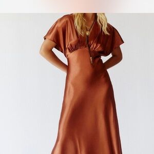 Free People Beatrice Satin Midi Dress